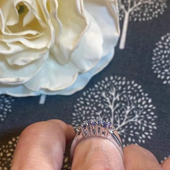 Gorgeous Triple Purple Gemstone Sterling Silver Ring - Picture 7 of 10